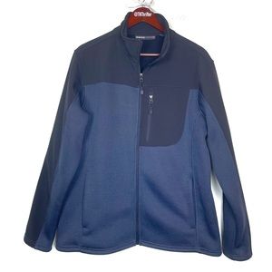 Swisstech Men’s Fleece Lined Zip Up Jacket Black Gray Medium Winter Normcore